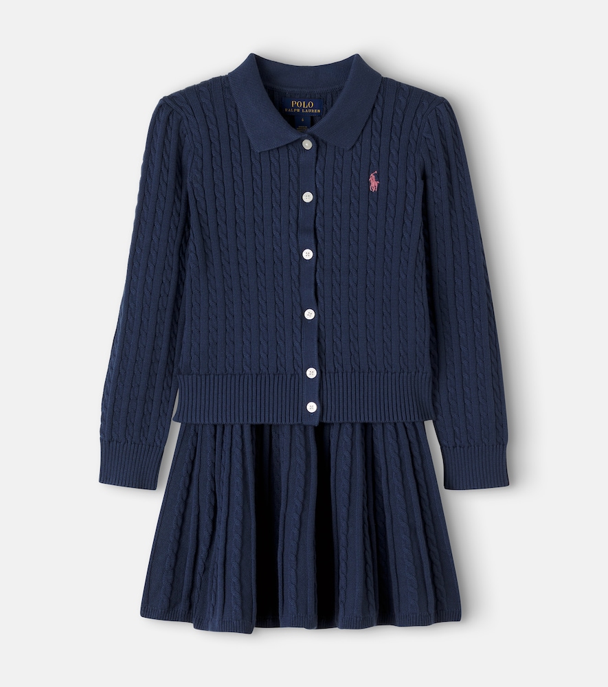 Set cardigan e gonna in cotone a trecce