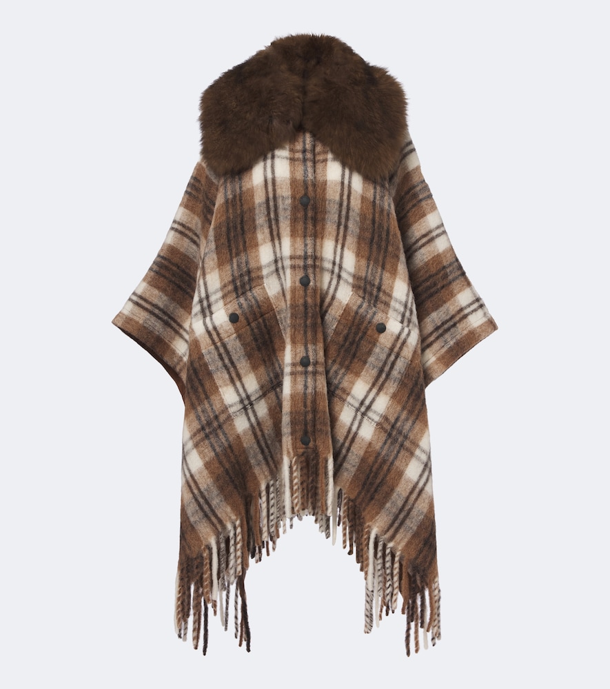Grenoble Shearling-Trimmed Mohair, Alpaca And Wool-Blend Poncho