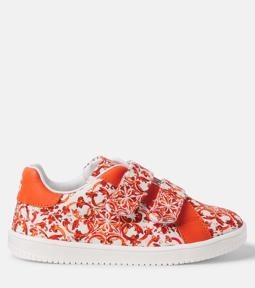 Dolce&gabbana Kids Dolce&gabbana Kids Majolica Canvas Sneakers 