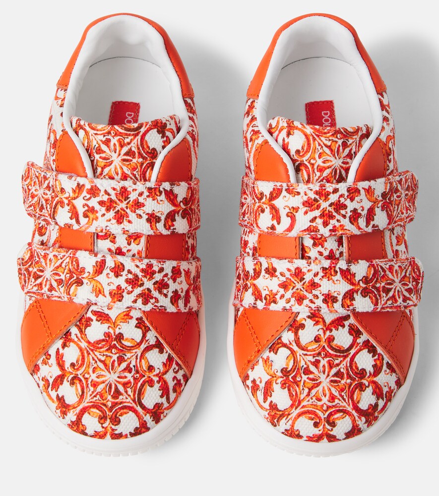  Dolce&gabbana Kids Dolce&gabbana Kids Majolica Canvas Sneakers 