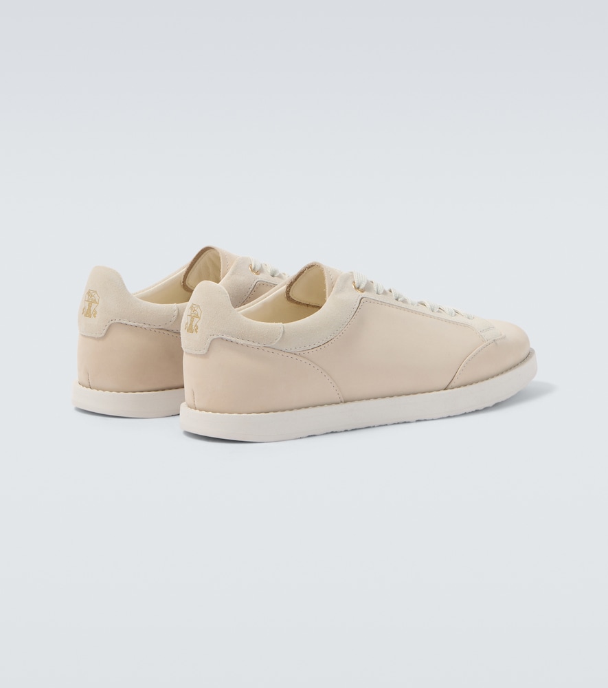 Suede-Trimmed Leather Sneakers