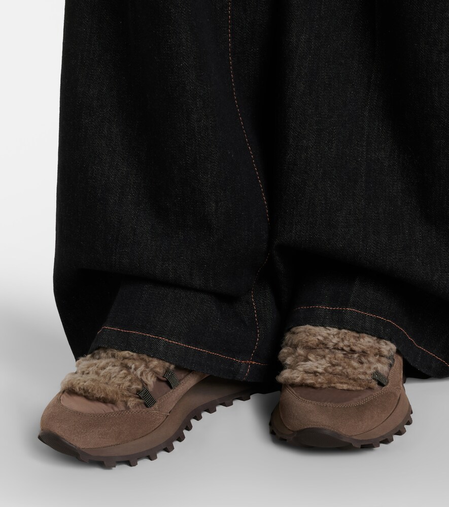 Brunello Cucinelli Monili shearling-trimmed suede sneakers | Thumbnail 5