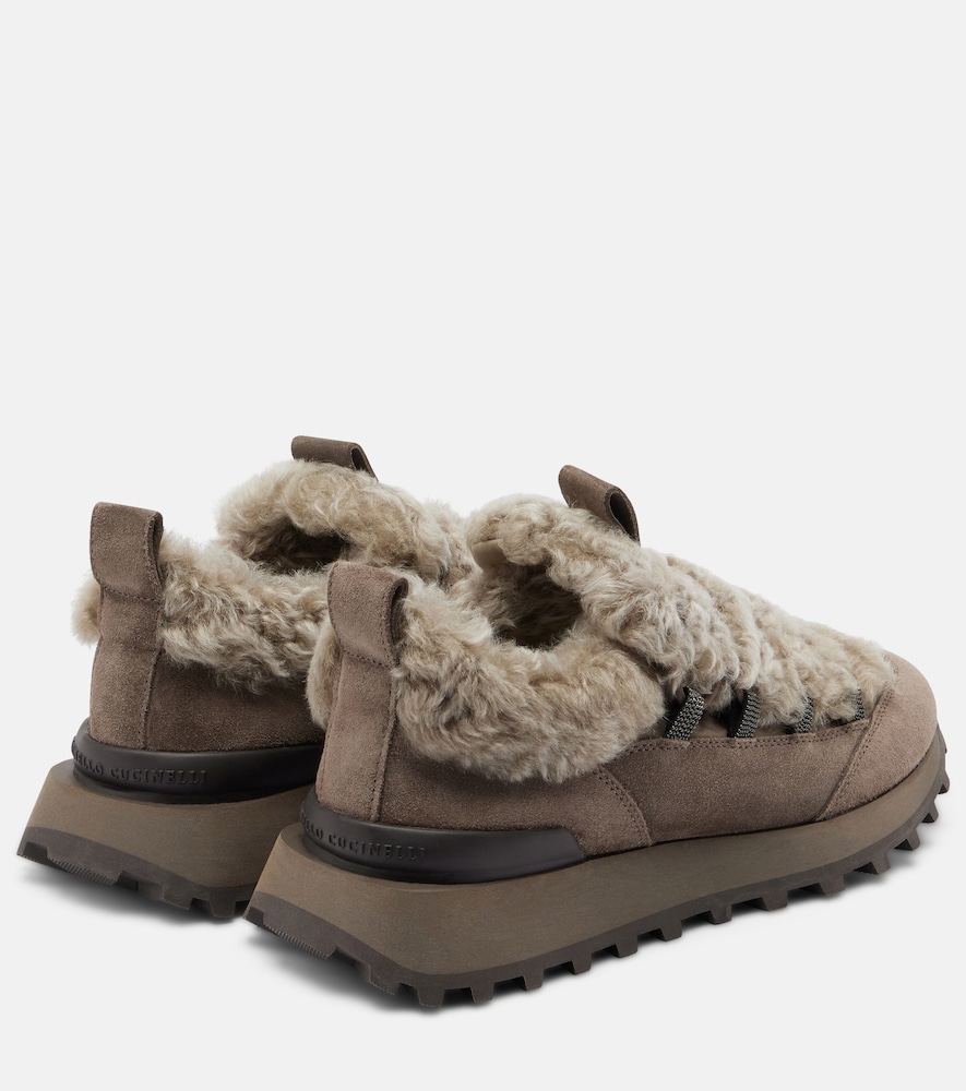 Brunello Cucinelli Monili shearling-trimmed suede sneakers | Thumbnail 2