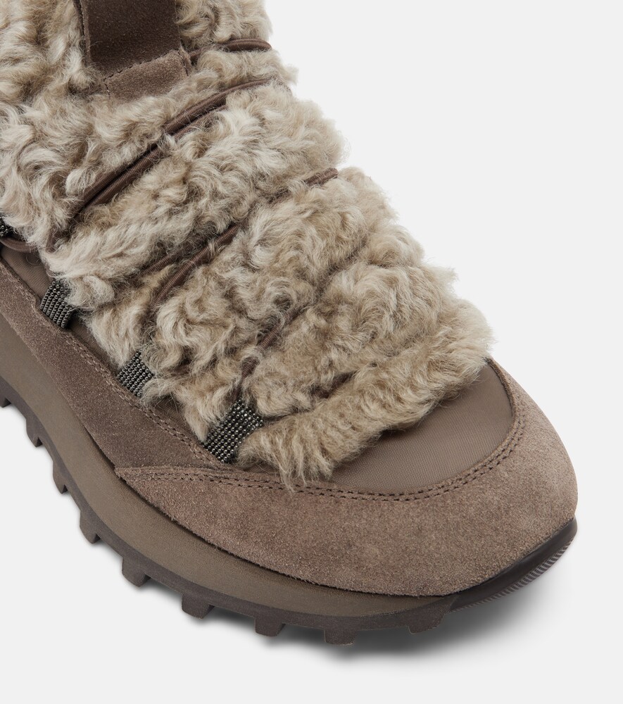 Brunello Cucinelli Monili shearling-trimmed suede sneakers | Thumbnail 6