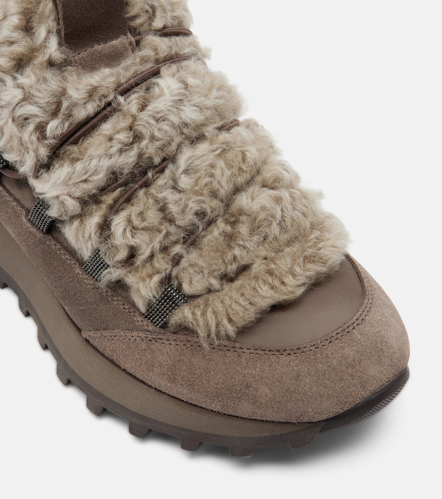 Brunello Cucinelli Monili shearling-trimmed suede sneakers | Thumbnail 3