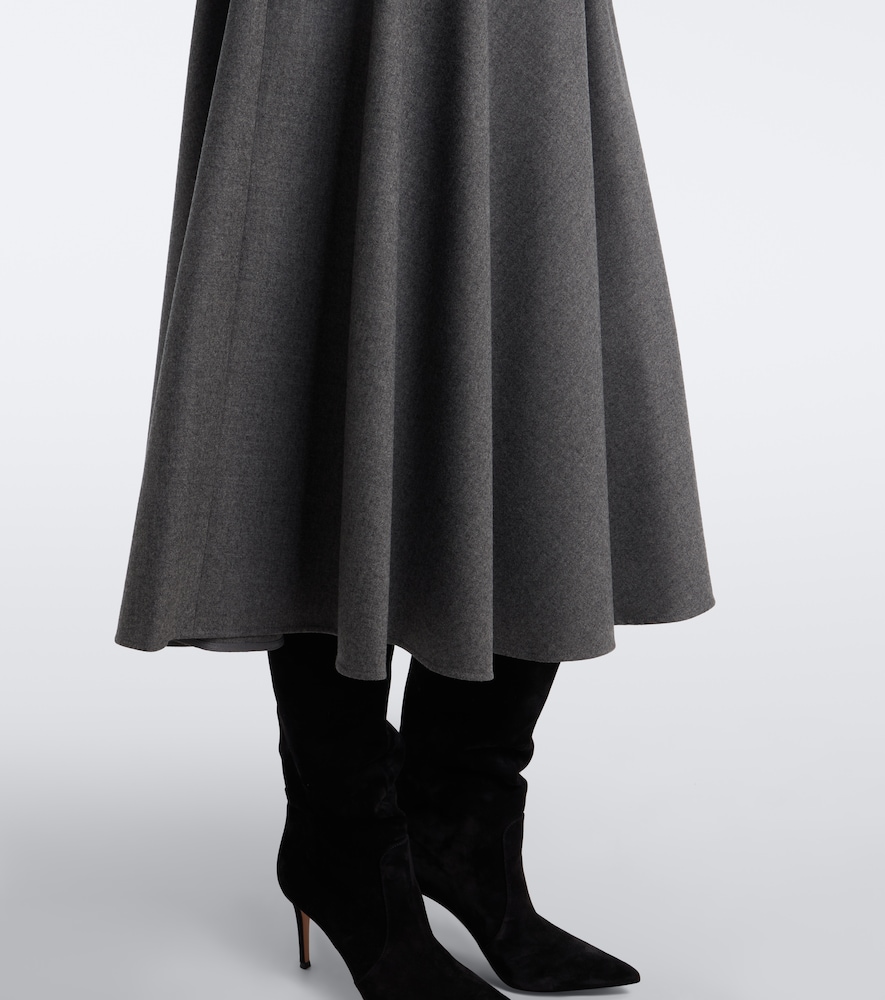 Belted Pleated Cashmere-Blend Midi
