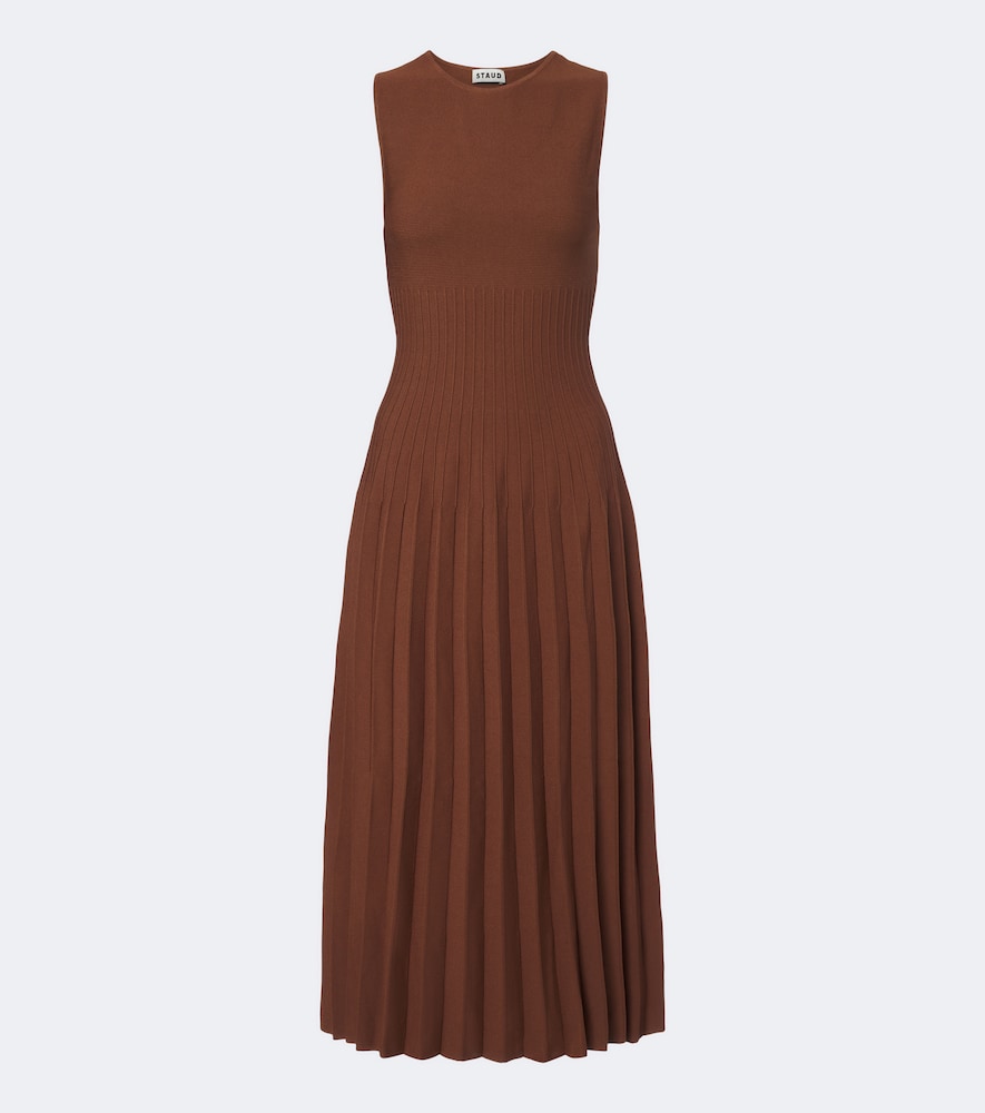 Abito midi Elyse in maglia plissé