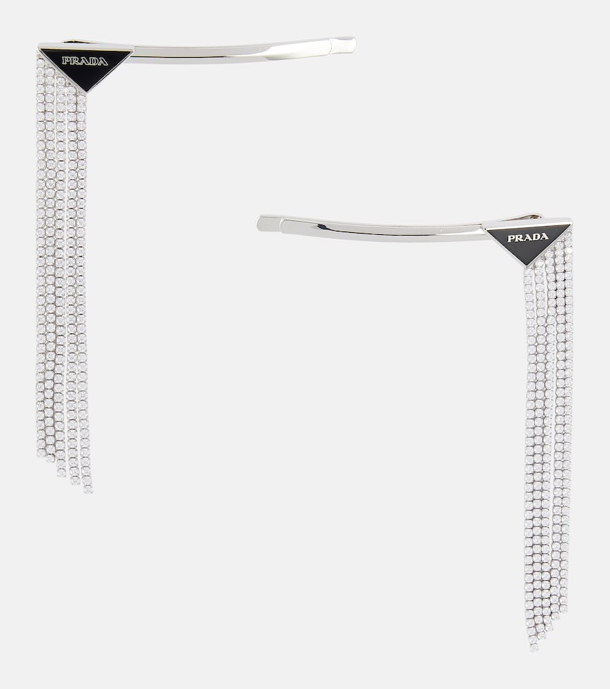Prada Set of 2 embellished hair clips
