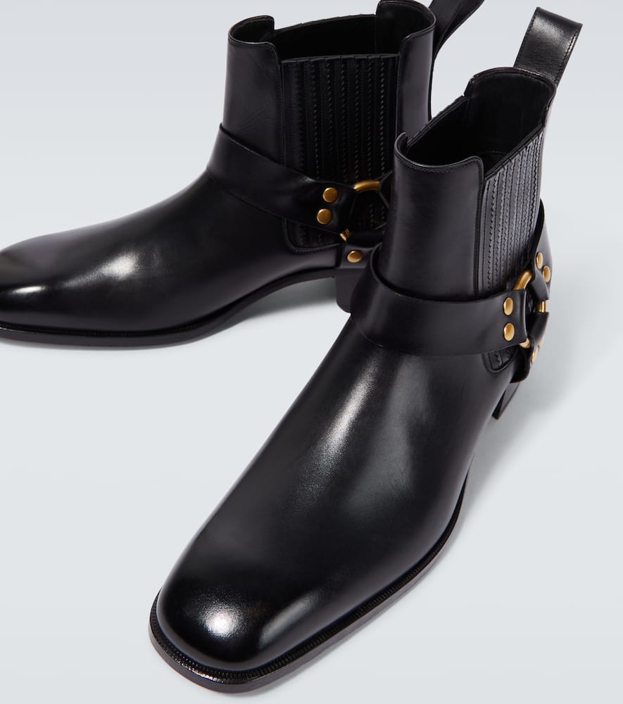 Tom Ford Leather Ankle Boots In Black