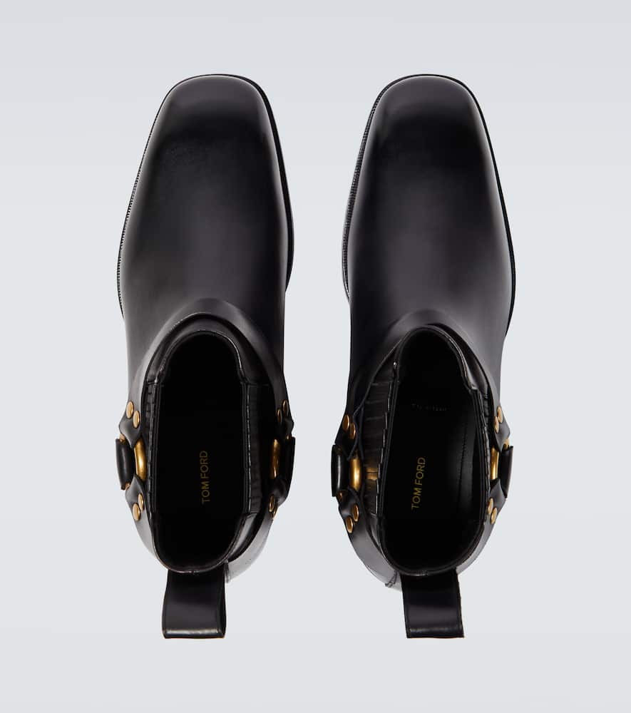 Shop Tom Ford Leather Ankle Boots In Black