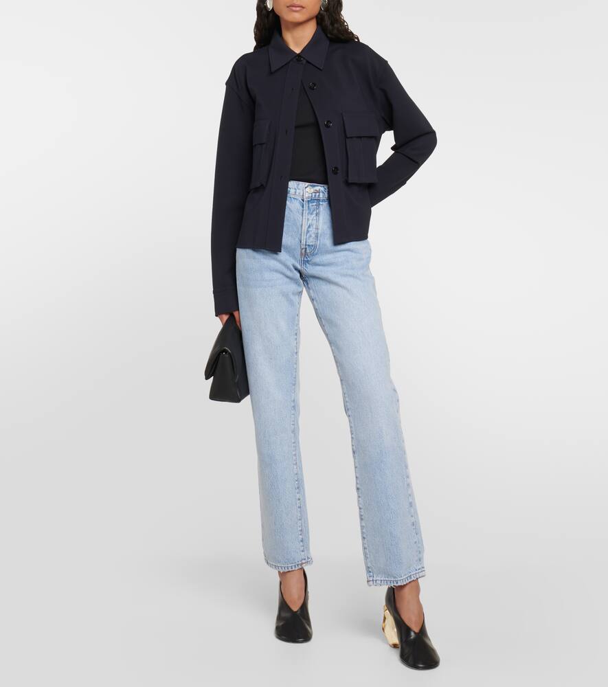 Shop Frame Le Slouch Mid-rise Straight Jeans In Blue