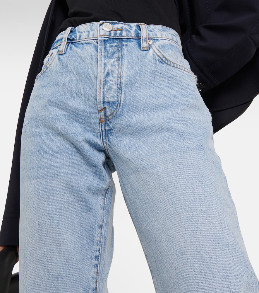 Shop Frame Le Slouch Mid-rise Straight Jeans In Blue