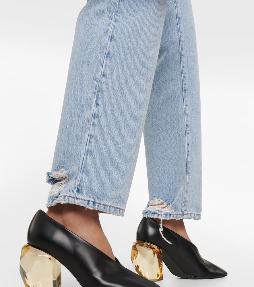 Shop Frame Le Slouch Mid-rise Straight Jeans In Blue