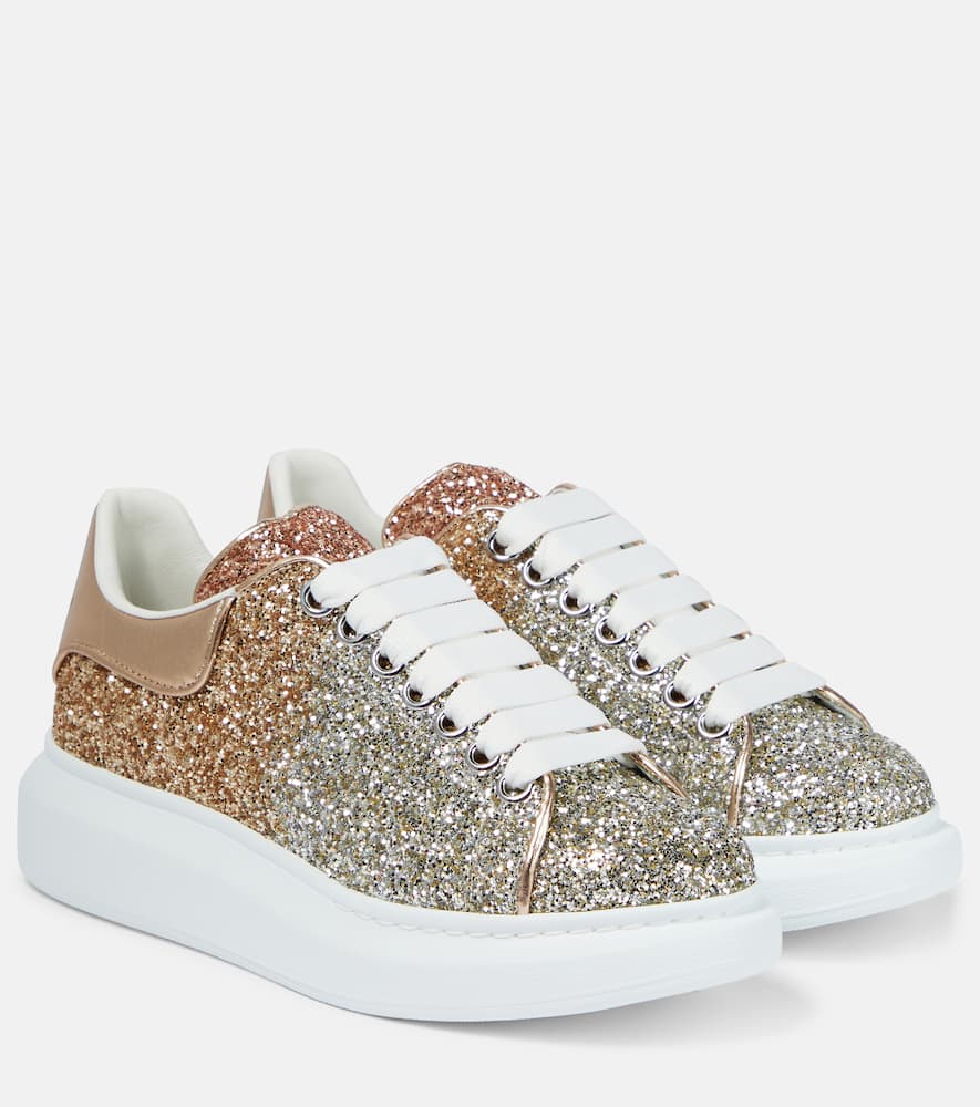 Alexander Mcqueen Oversized Glitter Sneakers In Gold