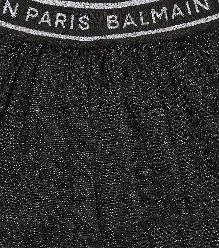 Balmain Tulle And Jersey Leggings In Black