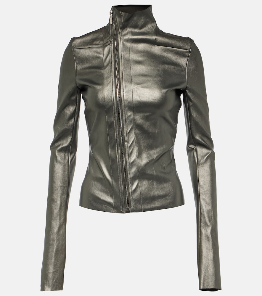 Rick Owens Jacke Aus Metallic-leder Und Baumwolle In Grau