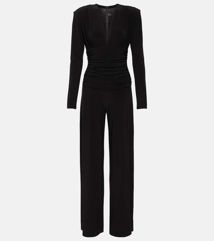 Norma Kamali Ruched Jersey Jumpsuit In Schwarz