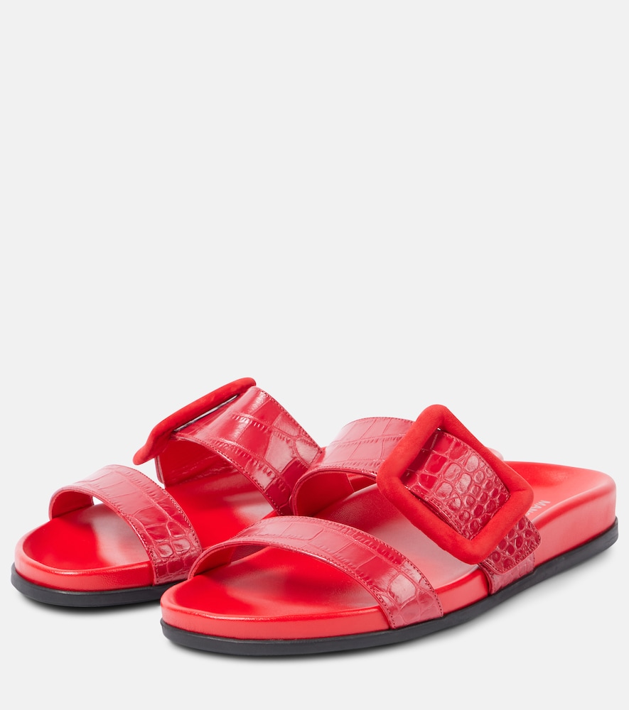  Manolo Blahnik Manolo Blahnik Mayfu Croc-effect Leather Sandals 