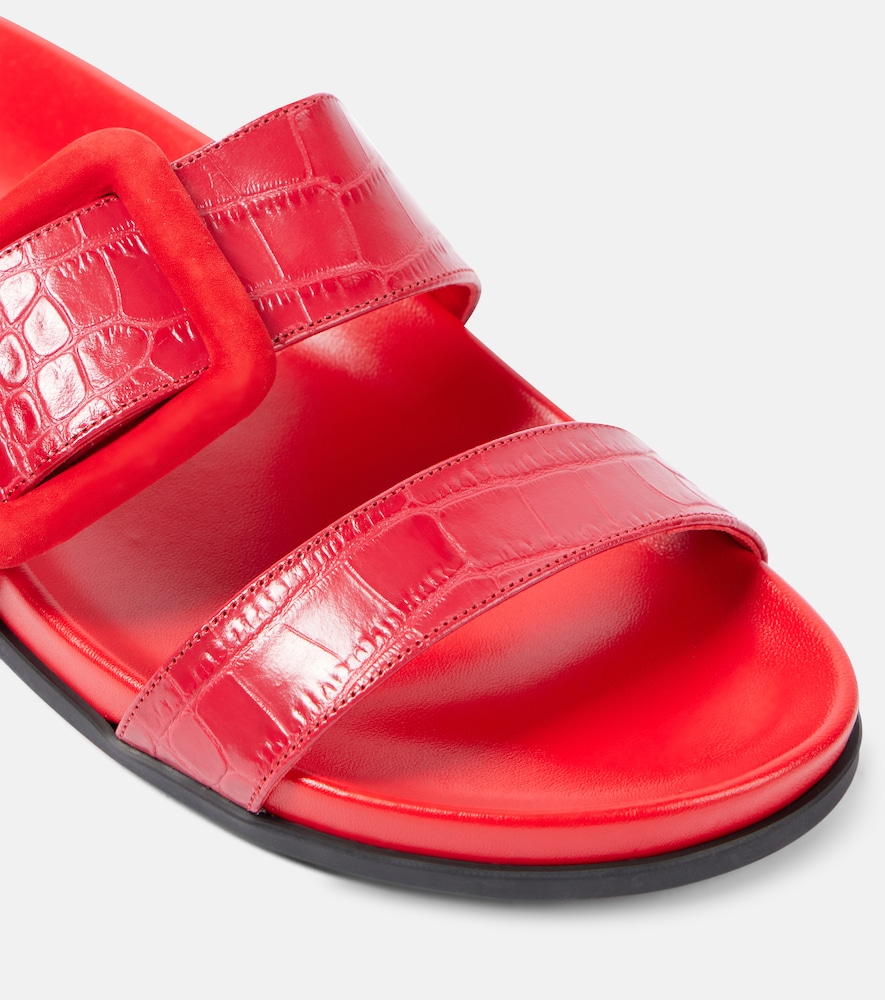  Manolo Blahnik Manolo Blahnik Mayfu Croc-effect Leather Sandals 