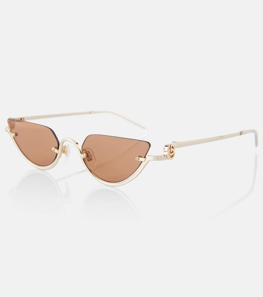 Shop Gucci Double G Cat-eye Sunglasses In Gold