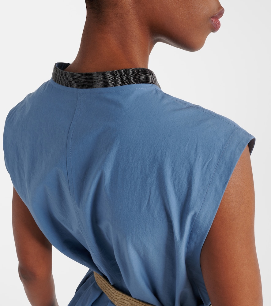  Brunello Cucinelli Brunello Cucinelli Verziertes Maxikleid Aus Baumwollpopeline 
