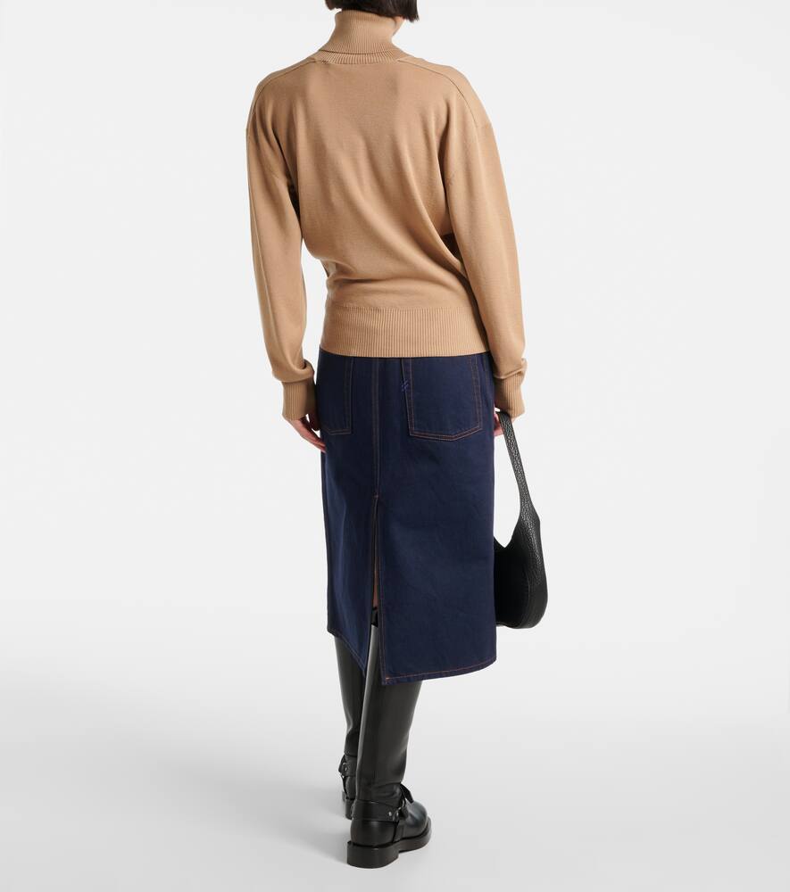 Burberry Turtleneck Wool Top In Beige