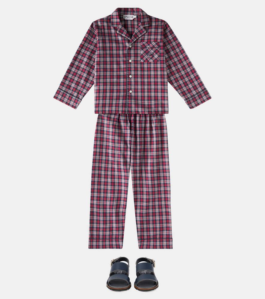 Bonpoint Dormeur Checked Cotton Pajamas In Red