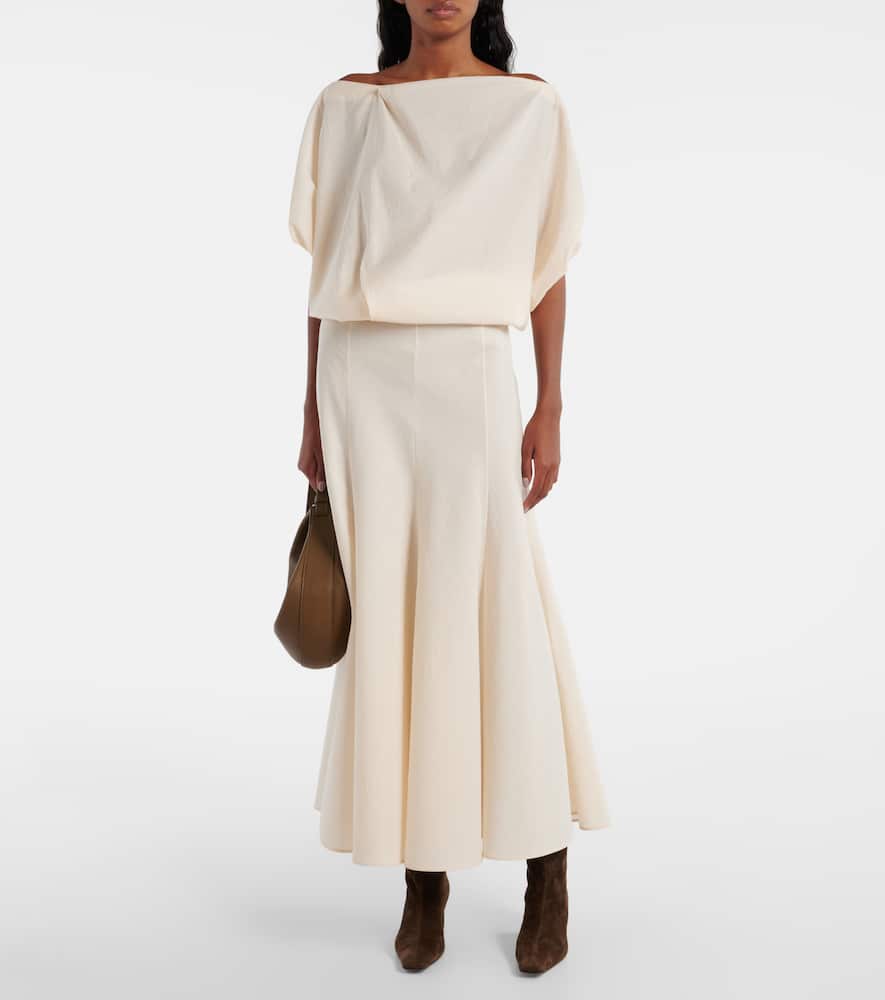 Khaite Silk Top Rounded Puff Sleeves In White