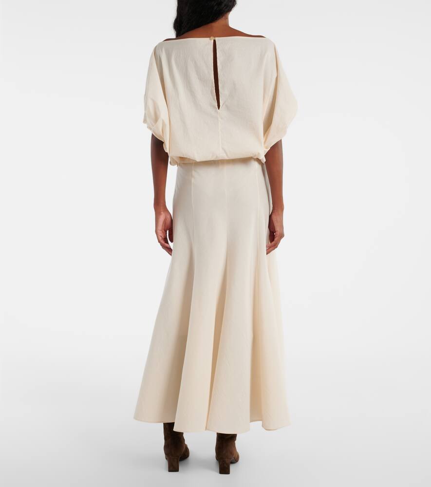 Khaite Silk Top Rounded Puff Sleeves In White