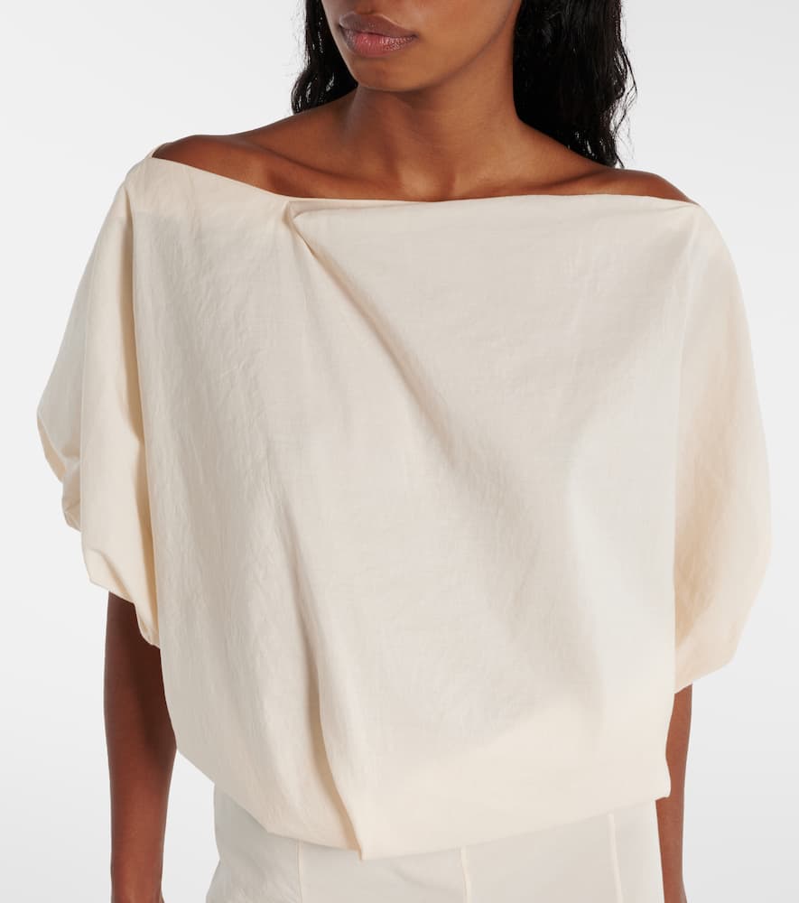 Khaite Silk Top Rounded Puff Sleeves In White