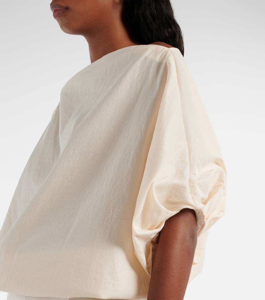 Khaite Silk Top Rounded Puff Sleeves In White