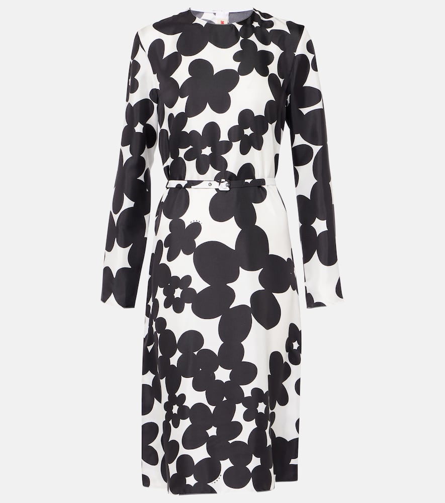 Printed silk midi dress