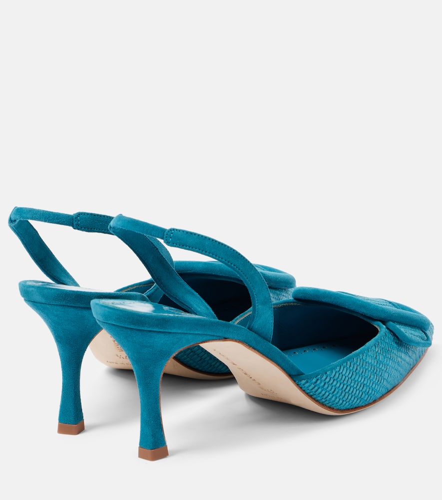 Manolo Blahnik Maysli 70 Raffia Slingback Pumps In Blue