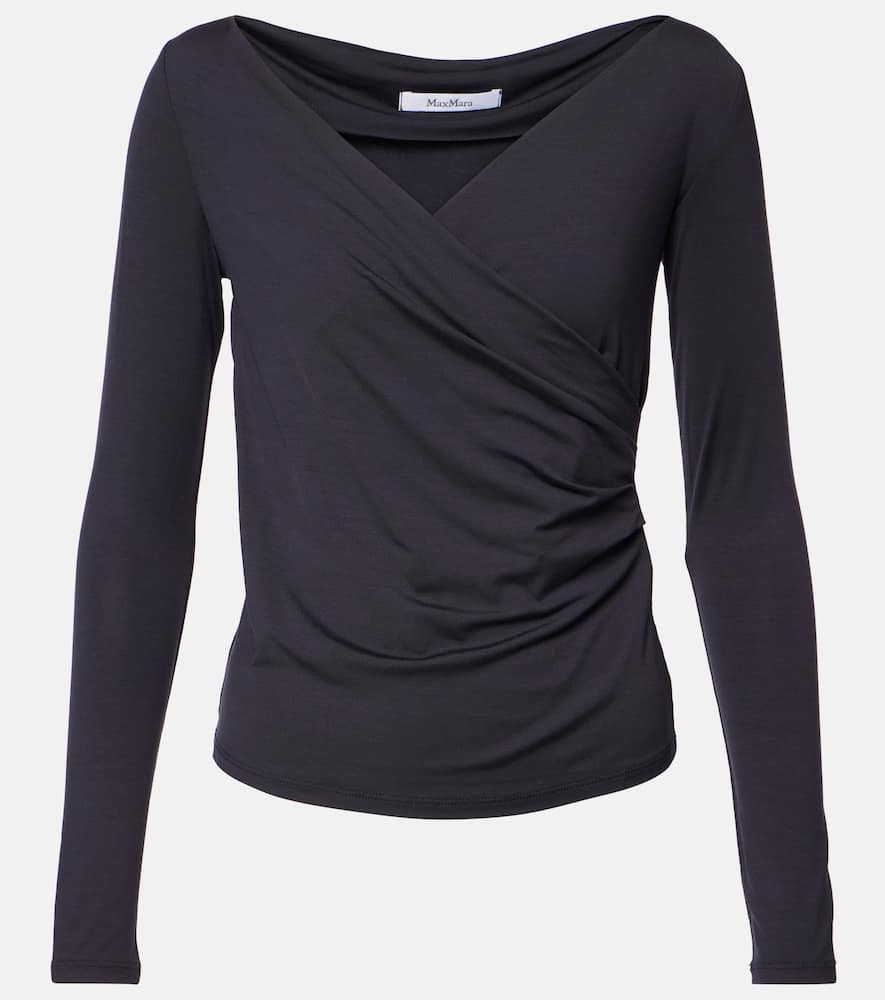 Max Mara Woman T-shirt Black Size L Virgin Wool In Blue