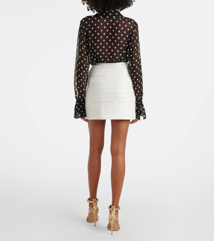 Nina Ricci Mini Skirt In Denim And Tweed Xl In White