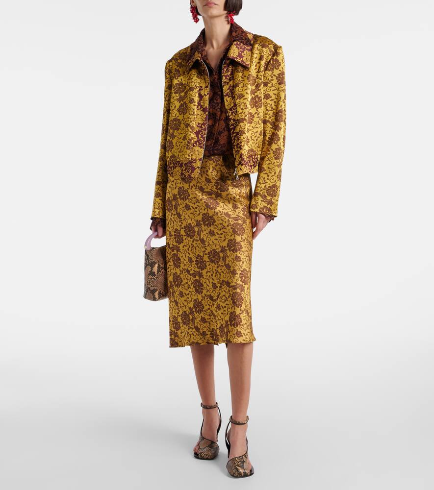 Dries Van Noten Vurano Floral Jacquard Zip Jacket In Ocra