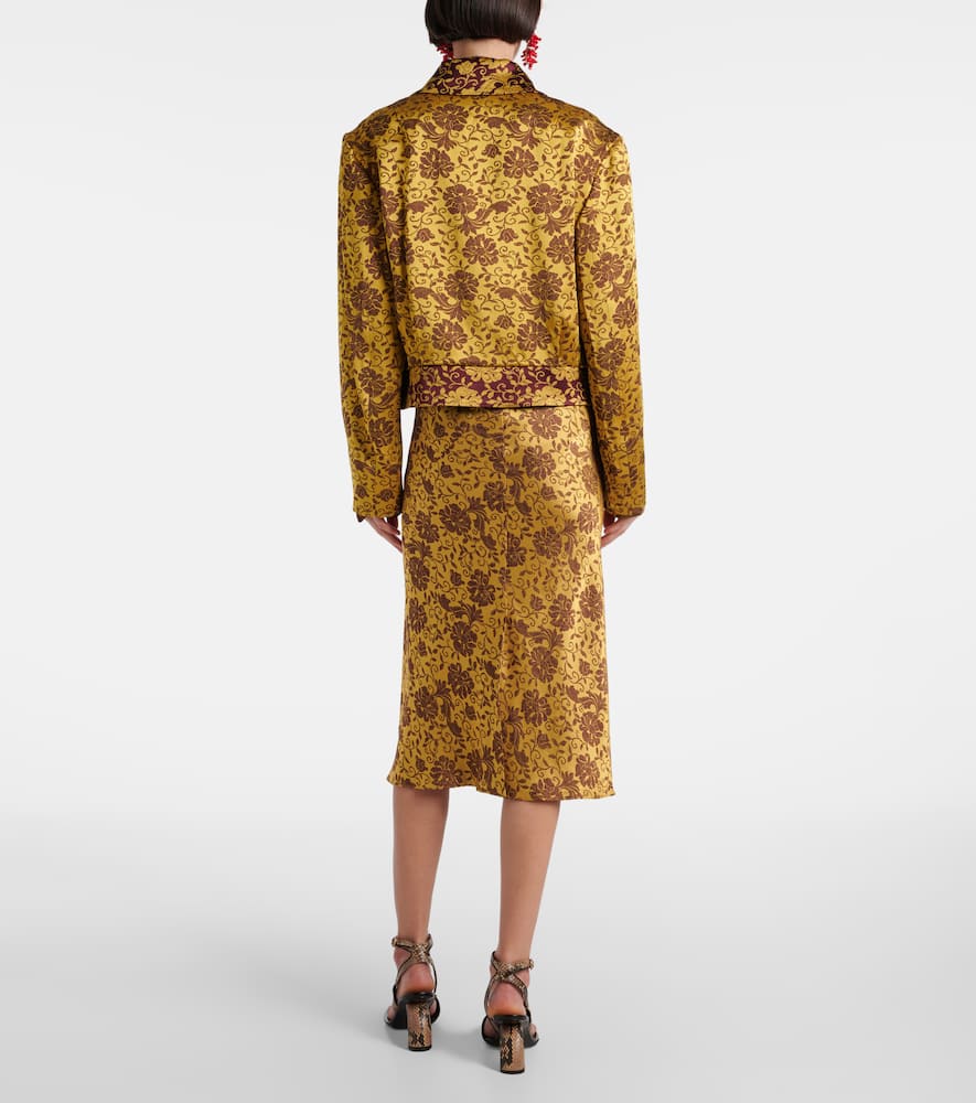 Dries Van Noten Vurano Floral Jacquard Zip Jacket In Ocra