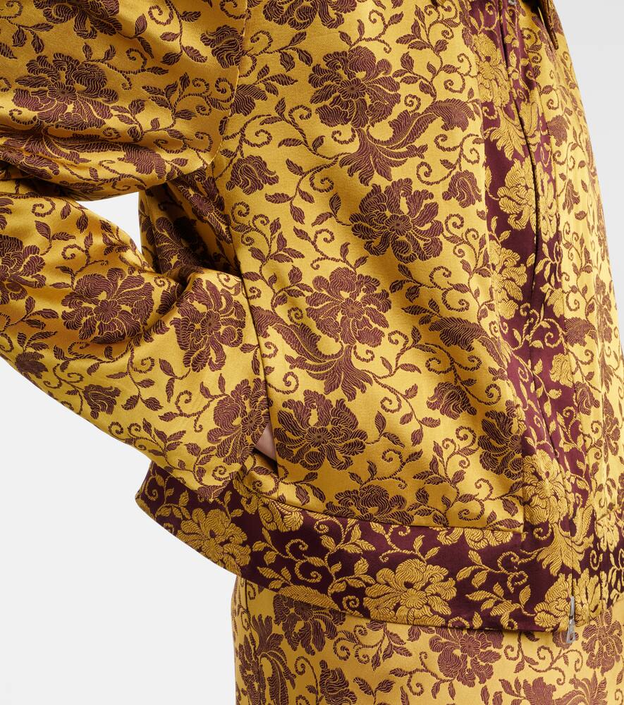 Dries Van Noten Vurano Floral Jacquard Zip Jacket In Ocra