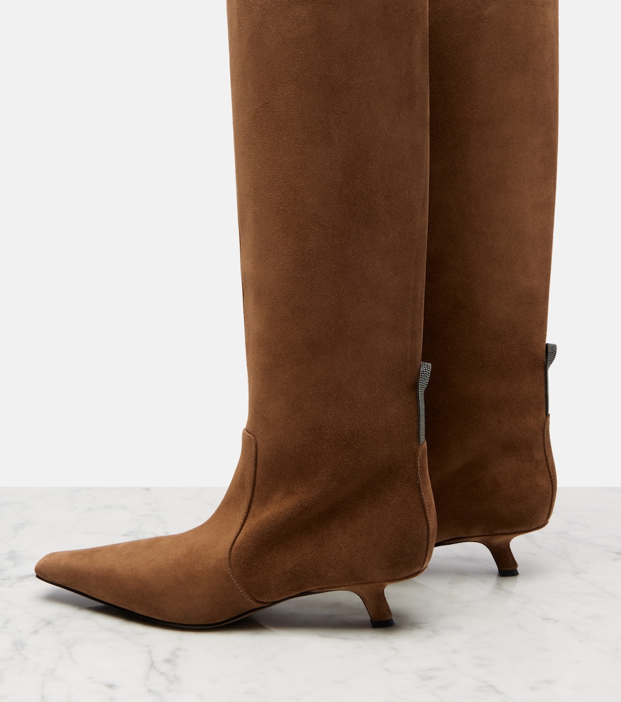  Brunello Cucinelli Brunello Cucinelli Monili Suede Knee-high Boots 
