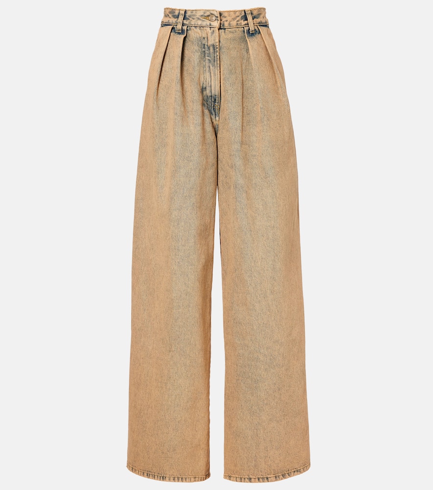Alanui Desert Rose Wide-leg Jeans In Burgundy