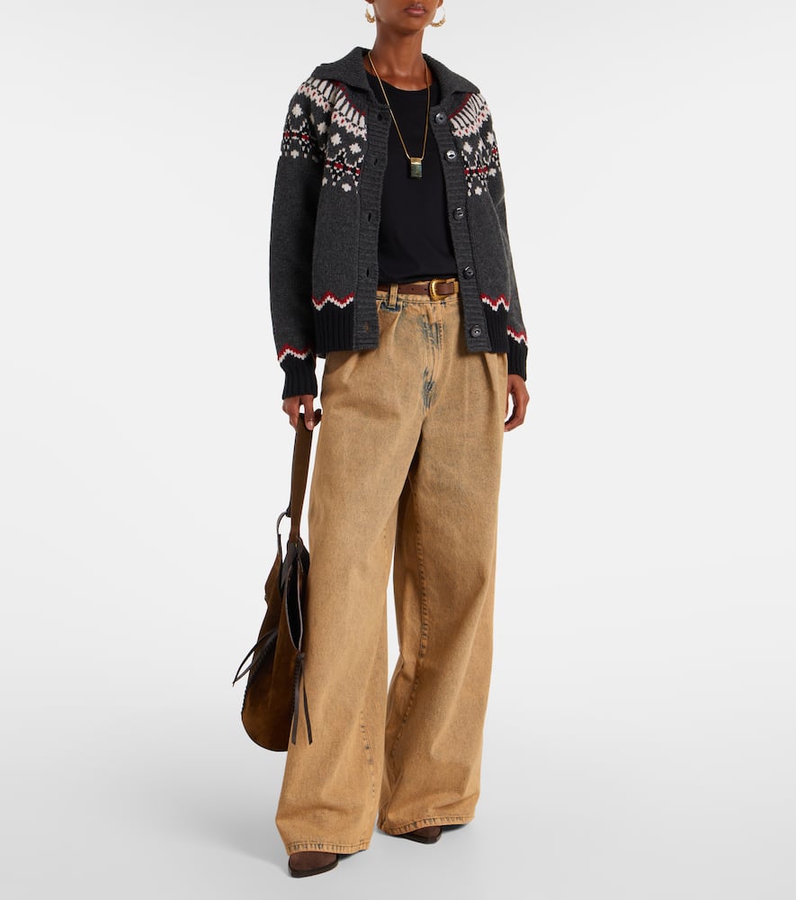 Alanui Desert Rose Wide-leg Jeans In Burgundy