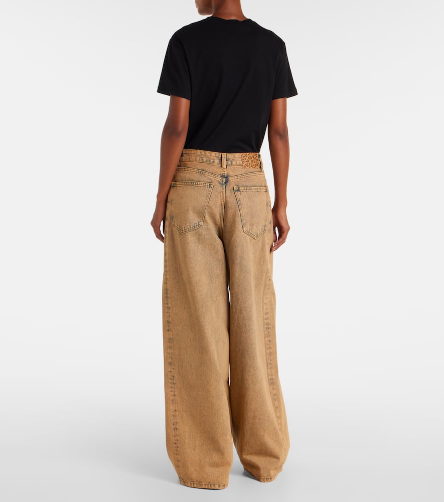 Alanui Desert Rose Wide-leg Jeans In Burgundy