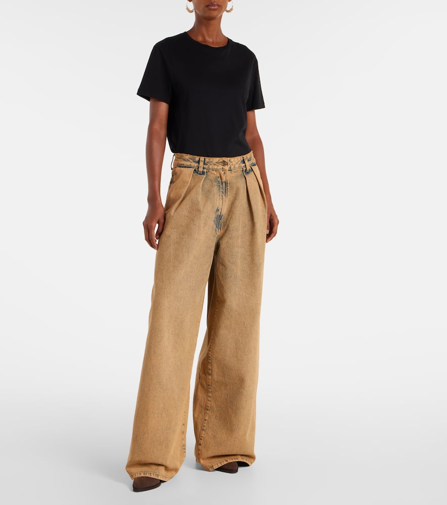 Alanui Desert Rose Wide-leg Jeans In Burgundy