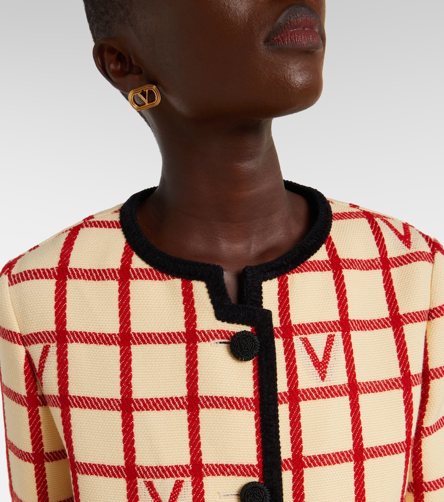  Valentino Valentino Vlogo Checked Wool And Cotton Jacket 