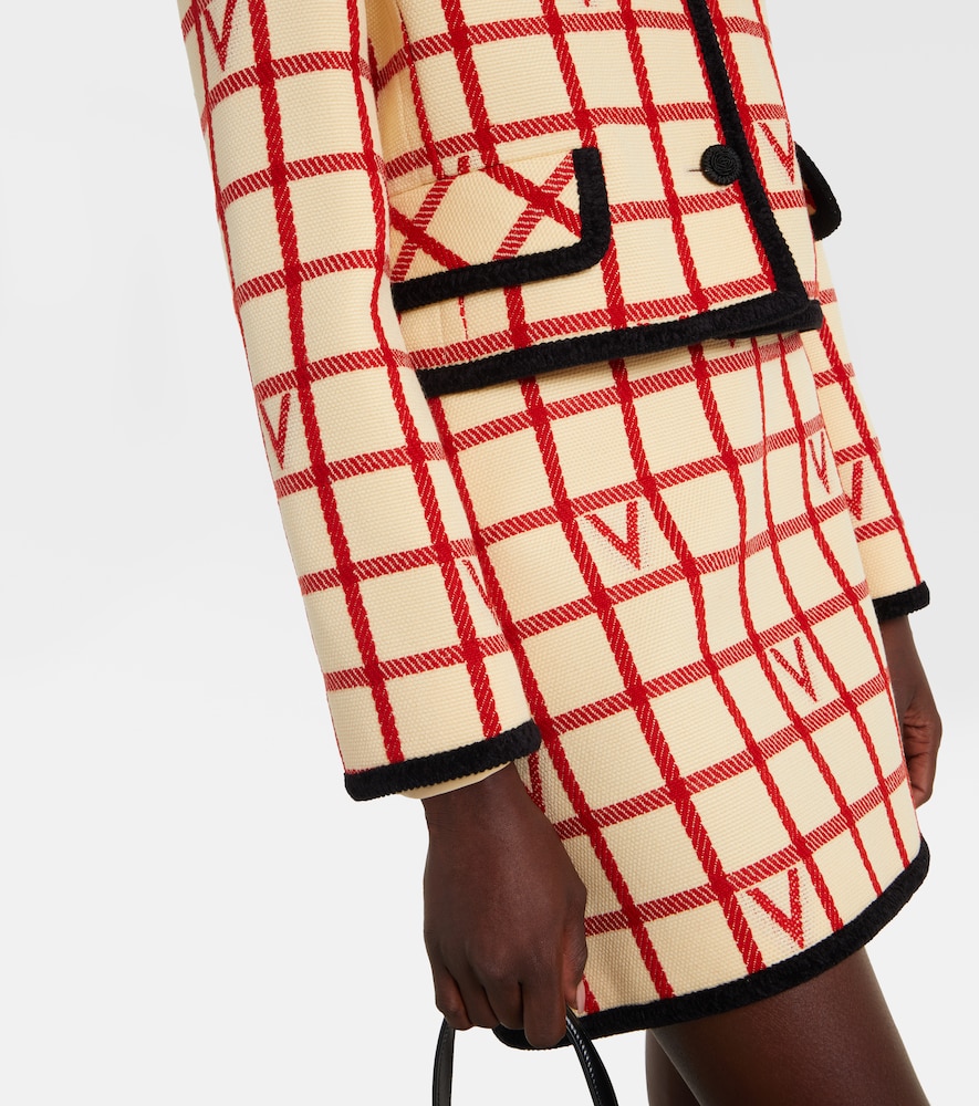  Valentino Valentino Vlogo Checked Wool And Cotton Jacket 