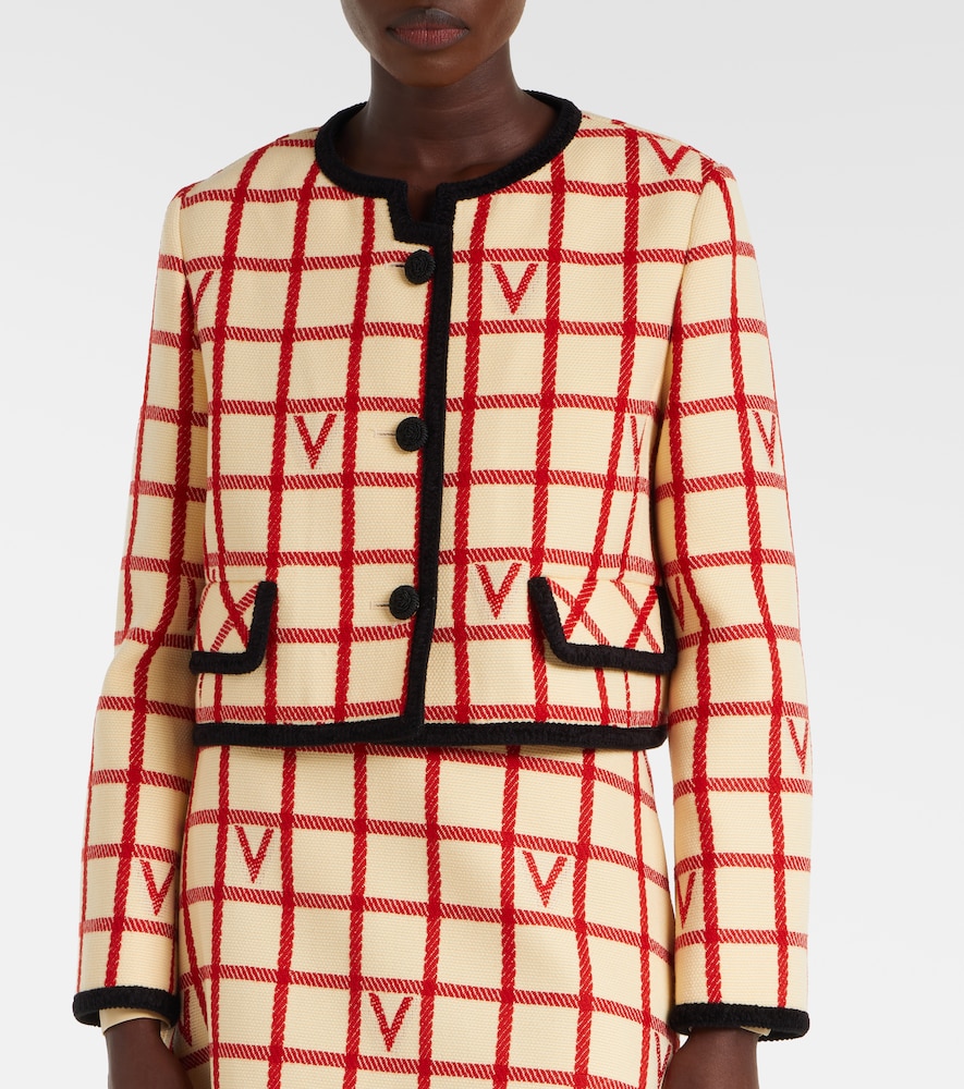 Garavani Vlogo Checked Wool And Cotton Jacket