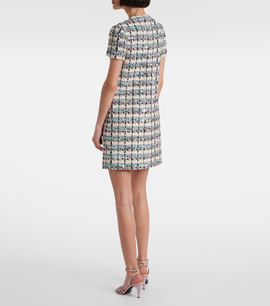 Valentino Embellished Checked Tweed Minidress In White
