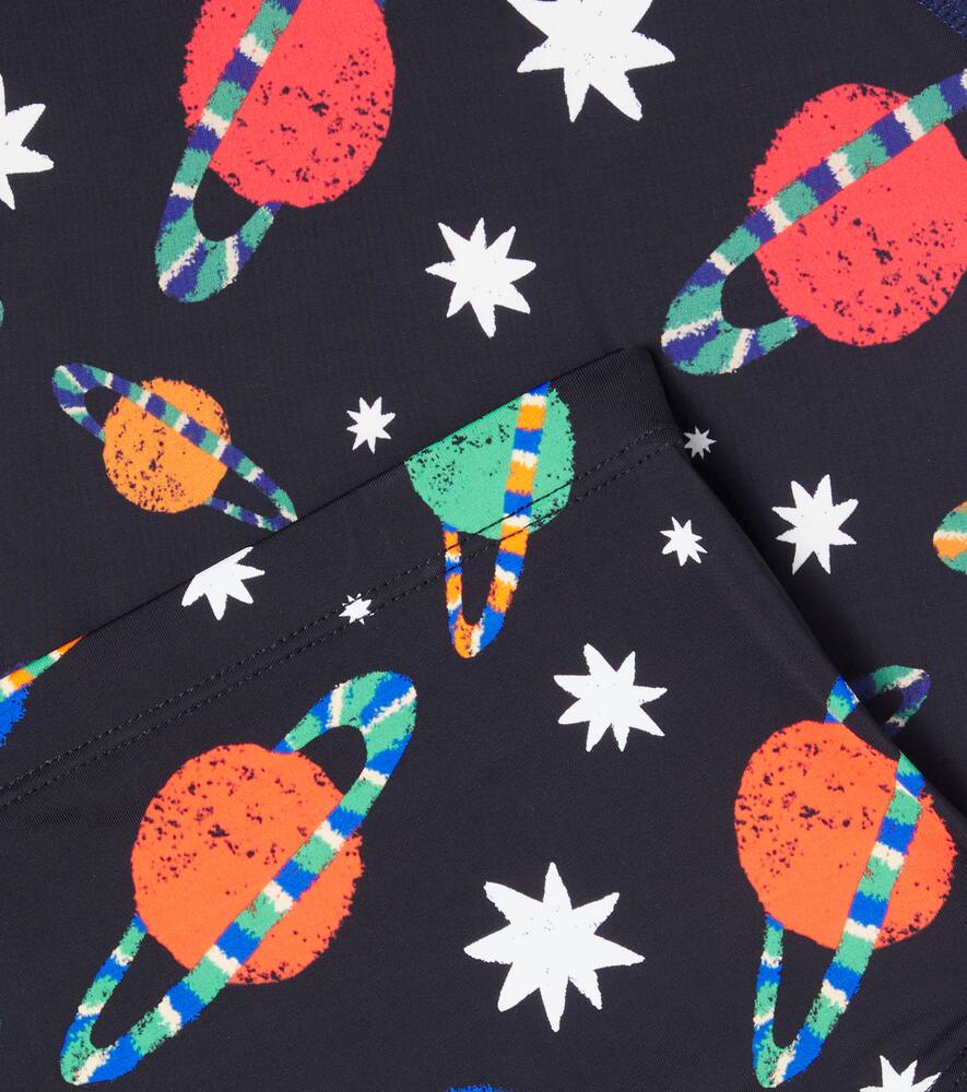 Fabula Fábula Printed Rashguard Top And Swim Trunks Set In Black