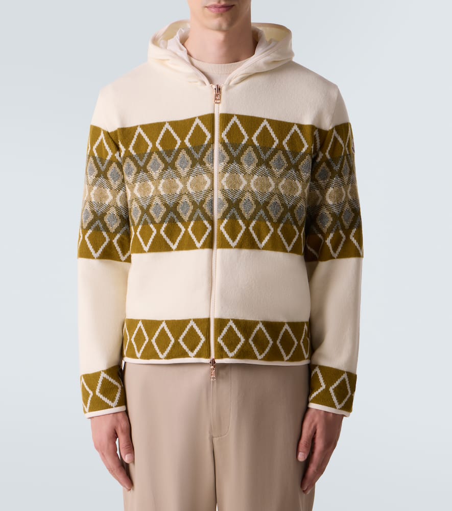 Moncler Argyle Reversible Virgin Wool Jacket In White