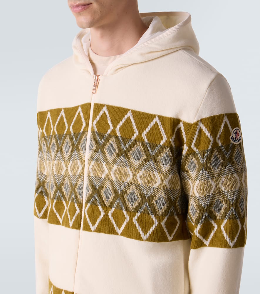 Moncler Argyle Reversible Virgin Wool Jacket In White